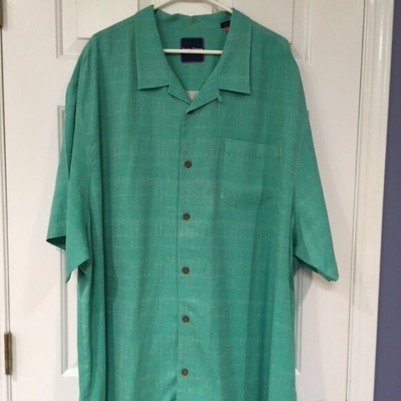 Tommy Bahama Men's 3XB Short Sleeve Green Silk Camp Shirt in Excellent Condition - Picture 6 of 8